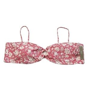 J. Crew O-Ring Bandeau Bikini Top Women's Plus‎ 3X Pink Tossed Floral New BH555